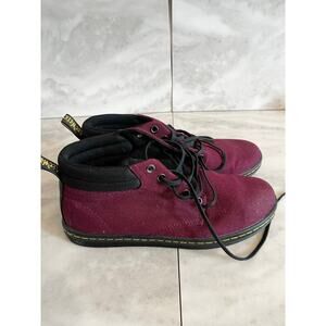 Dr. Martens Belmont Womens 8 Red Canvas Fabric Lace Up Desert Ankle Boots